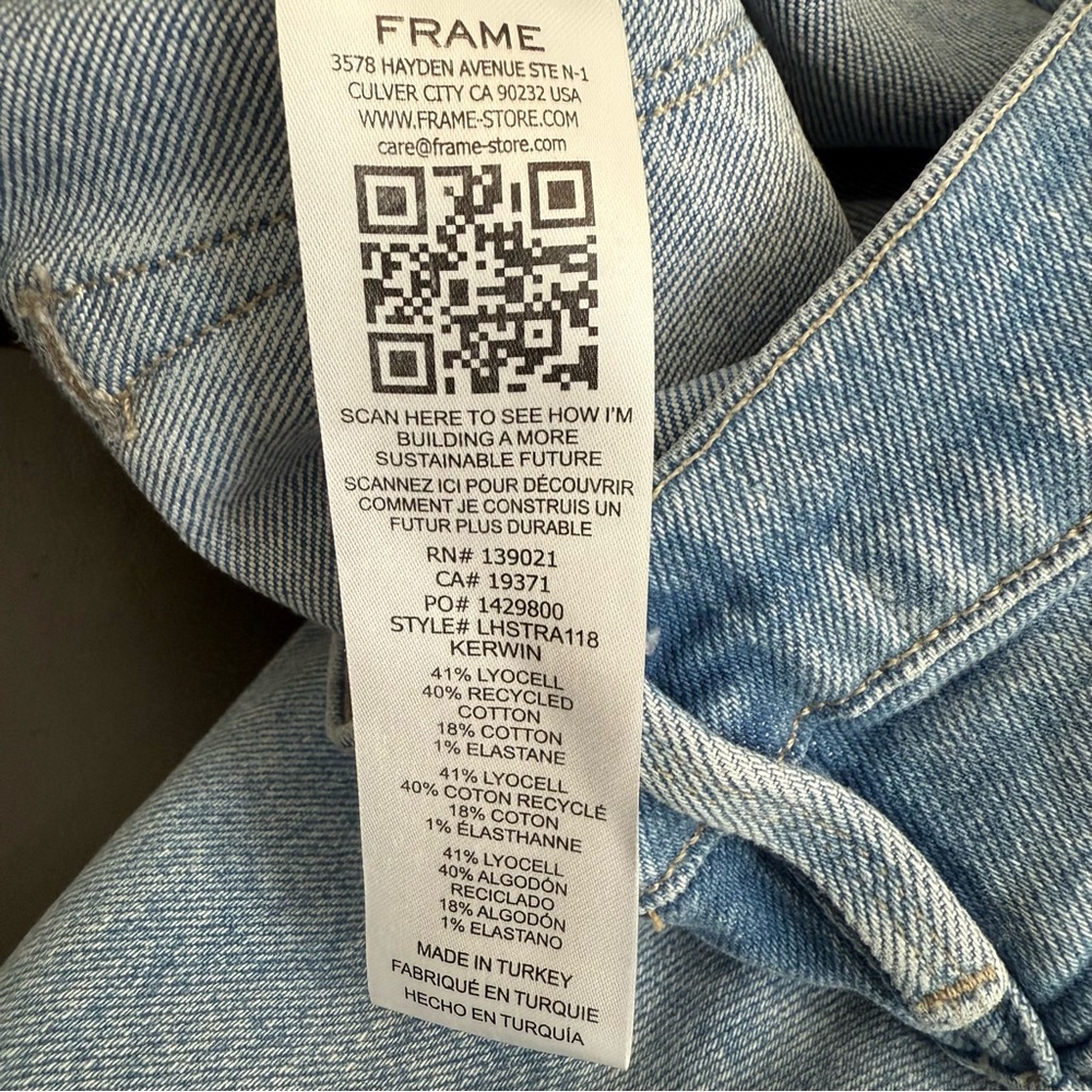 Frame Le High Straight Jean Light Wash Raw Hem Womens Size 28 - Picture 12 of 12